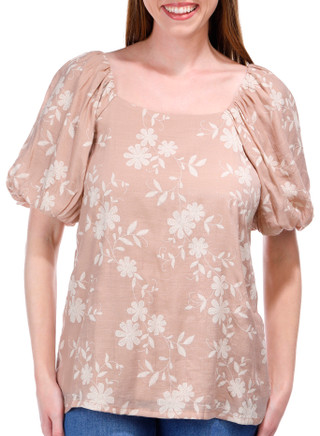 Thumbnail 2: Juniper + Lime Juniper + Lime Womens Short Puff Sleeve Top 