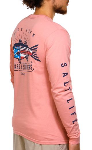 Thumbnail 3: Salt Life Salt Life Mens Stars & Stripers Long Sleeve Pocket Tee 