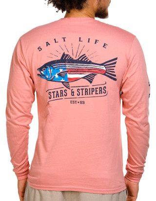 Thumbnail 1: Salt Life Salt Life Mens Stars & Stripers Long Sleeve Pocket Tee 