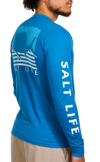 Thumbnail 6: Salt Life Salt Life Mens Sailin Flag Long Sleeve Pocket Tee 