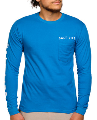 Thumbnail 4: Salt Life Salt Life Mens Sailin Flag Long Sleeve Pocket Tee 