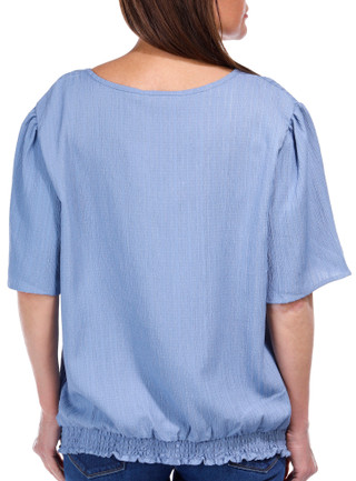 Thumbnail 4: ADRIENNE VITTADINI Adrienne Vittadini Womens Textured Short Sleeve Crinkle Top 