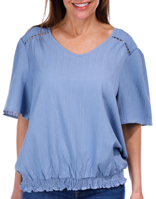 Thumbnail 6: ADRIENNE VITTADINI Adrienne Vittadini Womens Textured Short Sleeve Crinkle Top 