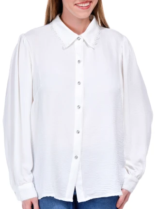 Thumbnail 4: Juniper + Lime Juniper + Lime Womens Solid Buttoned Long Sleeve Top 