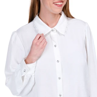 Thumbnail 5: Juniper + Lime Juniper + Lime Womens Solid Buttoned Long Sleeve Top 