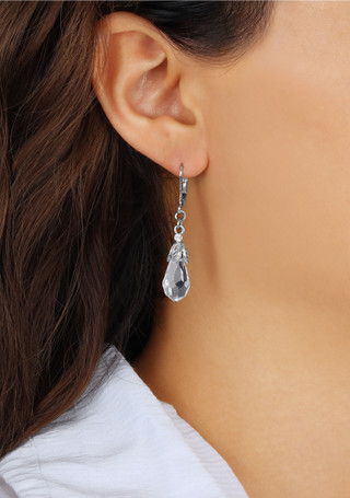 Thumbnail 2: 1928 Jewelry 1928 Jewelry Vintage Faceted Crystal Teardrop Earrings 