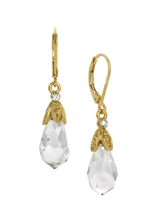 Thumbnail 1: 1928 Jewelry 1928 Jewelry Vintage Faceted Crystal Teardrop Earrings 