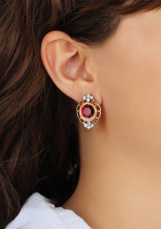 Thumbnail 4: 1928 Jewelry 1928 Jewelry Round Color Glass Button Earrings 