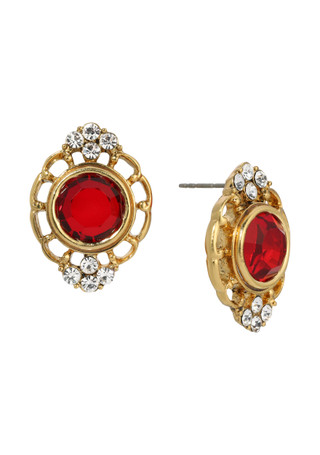 Thumbnail 2: 1928 Jewelry 1928 Jewelry Round Color Glass Button Earrings 
