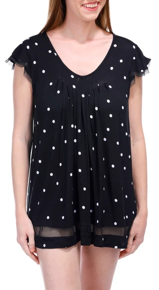 Thumbnail 1: Ellen Tracy Ellen Tracy Womens Short Sleeve Polka Dot Pajama Shirt 