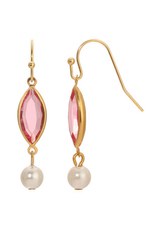 Thumbnail 1: 1928 Jewelry 1928 Jewelry Pink Crystal Faux Pearl Earrings 