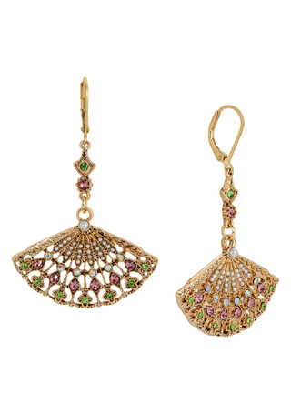 Thumbnail 1: 1928 Jewelry 1928 Jewelry Filigree Fan With Color Crystal Earrings 
