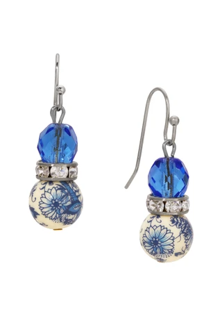 Thumbnail 1: 1928 Jewelry 1928 Jewelry Blue Willow Bead Earrings 