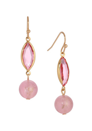 Thumbnail 1: 1928 Jewelry 1928 Jewelry Pink Bead Facet Drop Earrings 