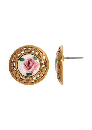 Thumbnail 1: 1928 Jewelry 1928 Jewelry 14K Gold Dipped Round Flower Earrings 