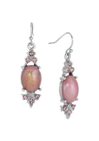 Thumbnail 1: 1928 Jewelry 1928 Jewelry Pink Oval Stone Earrings 