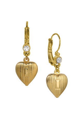 Thumbnail 1: 1928 Jewelry 1928 Jewelry Gold Tone Heart Crystal Drop Earrings 