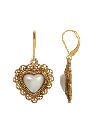 Thumbnail 1: 1928 Jewelry 1928 Jewelry Heart Shaped Faux Pearl Earrings 