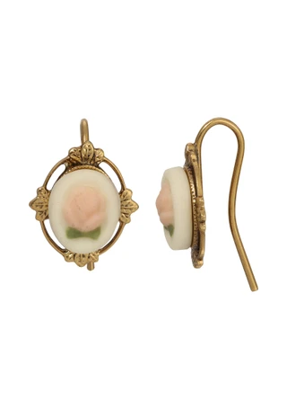Thumbnail 1: 1928 Jewelry 1928 Jewelry Ivory Porcelain Flower Earrings 