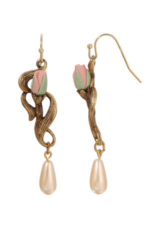 Thumbnail 1: 1928 Jewelry 1928 Jewelry Faux Pearl Pink Rose Earrings 