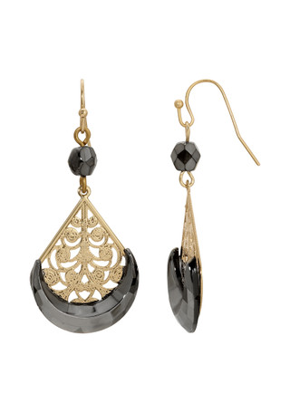Thumbnail 1: 1928 Jewelry 1928 Jewelry Filigree Hematite Teardrop Earrings 