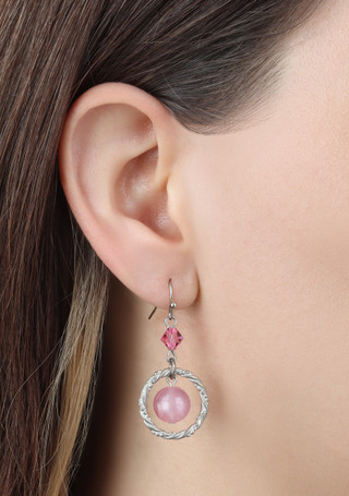Thumbnail 2: 1928 Jewelry 1928 Jewelry Pink Bead Hoop Earrings 