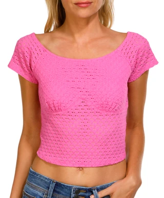 Thumbnail 2: BOZZOLO BOZZOLO Juniors Crochet Off The Shoulder Top 