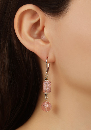 Thumbnail 2: 1928 Jewelry 1928 Jewelry Gold Tone Peach Glass Bead Earrings 