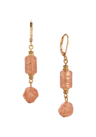 Thumbnail 1: 1928 Jewelry 1928 Jewelry Gold Tone Peach Glass Bead Earrings 