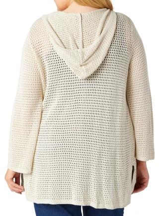 Thumbnail 3: Tahari Tahari Plus Open Knit Hooded Long Sleeve Cardigan 