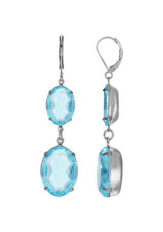 Thumbnail 1: 1928 Jewelry 1928 Jewelry Aqua Oval Stone Earrings 
