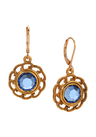 Thumbnail 1: 1928 Jewelry 1928 Jewelry 14K Gold Dipped Round Crystal Earrings 
