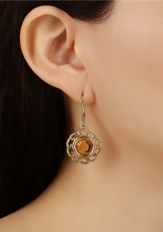 Thumbnail 2: 1928 Jewelry 1928 Jewelry 14K Gold Dipped Round Crystal Earrings 