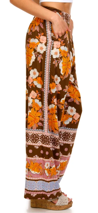 Thumbnail 3: Angie Angie Juniors Wide Leg Beachy Floral Pants 