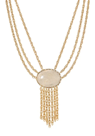 Thumbnail 1: 1928 Jewelry 1928 Jewelry Oval Riverstone Swag Necklace 