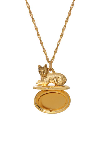 Thumbnail 2: 1928 Jewelry 1928 Jewelry 14K Gold Dipped Cat Locket Necklace 