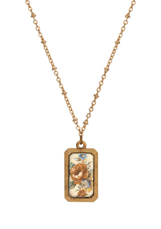 Thumbnail 1: 1928 Jewelry 1928 Jewelry Flower Decal Enamel Stone Necklace 