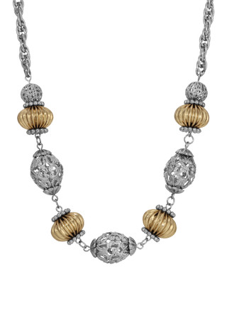 Thumbnail 1: 1928 Jewelry 1928 Jewelry Two-tone Round Filigree Necklace 