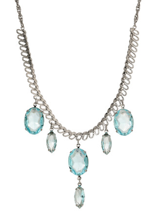 Thumbnail 1: 1928 Jewelry 1928 Jewelry Aqua Oval Stone Drop Necklace 