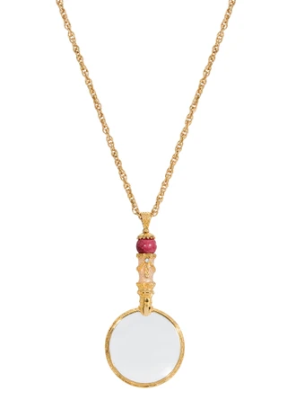 Thumbnail 1: 1928 Jewelry 1928 Jewelry Gold Tone Pink Magnifier Necklace 