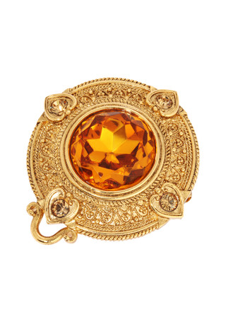 Thumbnail 1: 1928 Jewelry 1928 Jewelry Gold Tone Round Topaz Glass Pin 