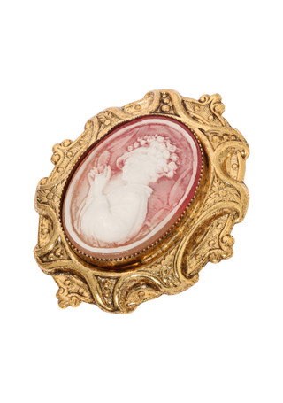 Thumbnail 1: 1928 Jewelry 1928 Jewelry Gold Tone Carnelian Oval Cameo Brooch 