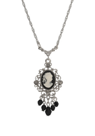 Thumbnail 1: 1928 Jewelry 1928 Jewelry Silver Tone Black Cameo Necklace 