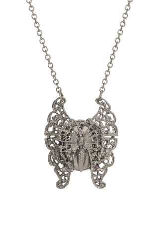 Thumbnail 2: 1928 Jewelry 1928 Jewelry Silver Tone Butterfly Locket Necklace 