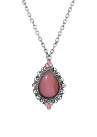 Thumbnail 1: 1928 Jewelry 1928 Jewelry Pink Teardrop Pendant Necklace 