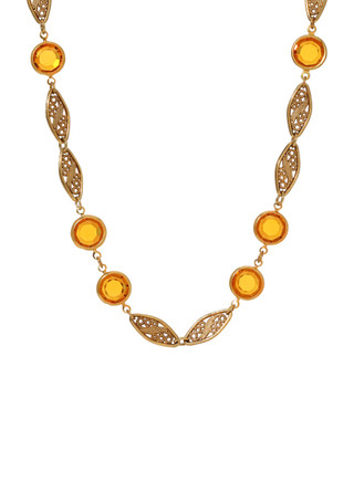 Thumbnail 1: 1928 Jewelry 1928 Jewelry Gold Tone Topaz Filigree Necklace 