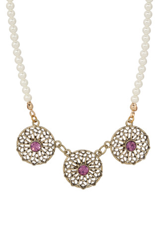 Thumbnail 1: 1928 Jewelry 1928 Jewelry Faux Pearl Purple Flower Necklace 