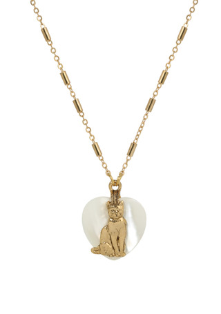 Thumbnail 2: 1928 Jewelry 1928 Jewelry Heart MOP Cat Pendant Necklace 
