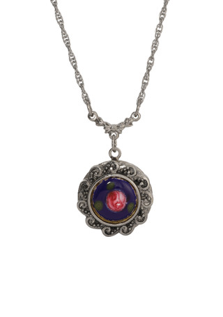 Thumbnail 1: 1928 Jewelry 1928 Jewelry Round Rose Locket Necklace 