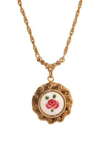 Thumbnail 1: 1928 Jewelry 1928 Jewelry Round Rose Locket Necklace 